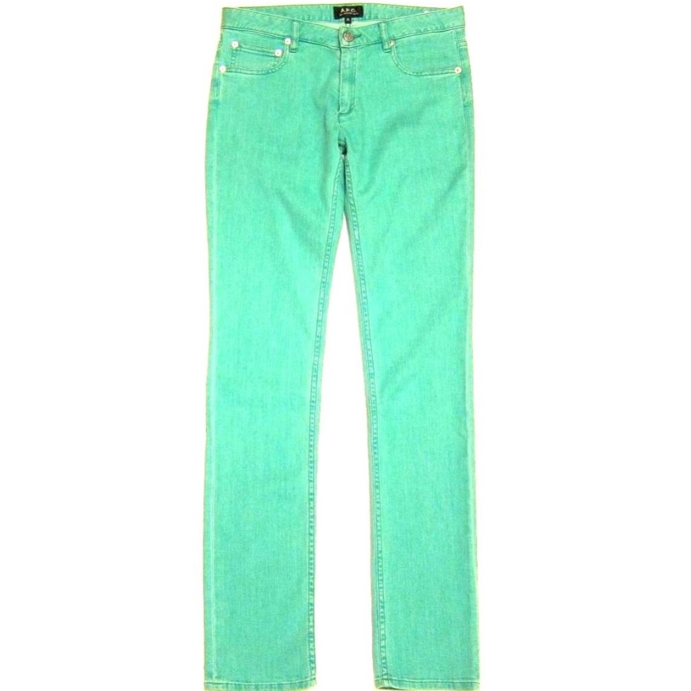 NEW A.P.C. APC Jeans Rue Madame Paris Skinny Leg in Ice Blue Teal